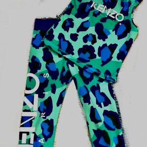 Kenzo Kids Leopard Print Racerback Tank Top and Legging Set